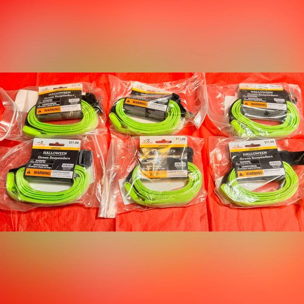 Green Suspenders Set / 6 pair total Christmas Suspenders / The Grinch Outfit